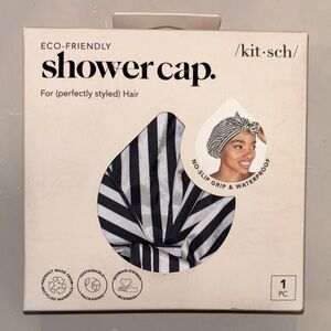 Kitsch Striped Black and White Shower Cap